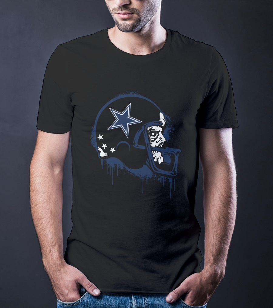 Zombie Skull Dallas Cowboys Helmet Stars Football T-Shirt