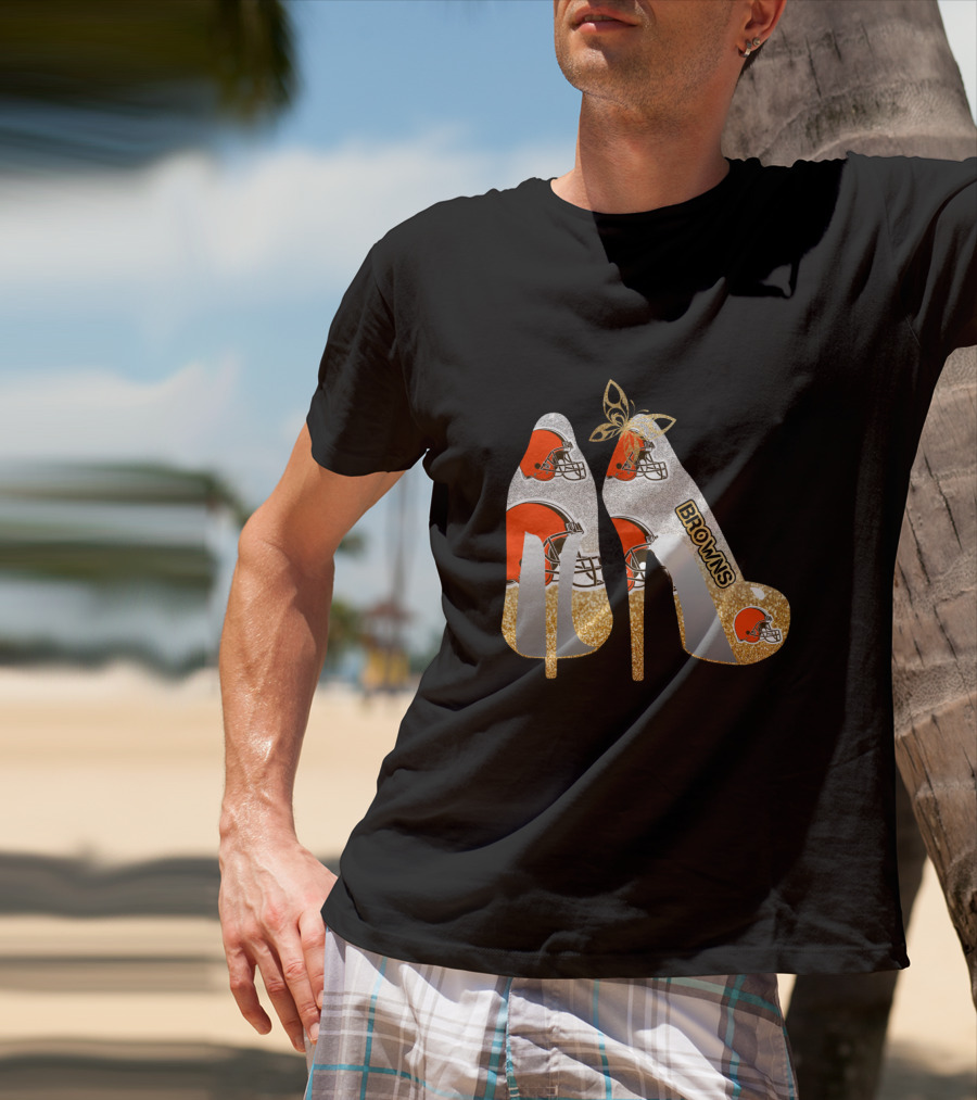 Cleveland Browns High Heels Helmets Bold Browns Fan T-Shirt