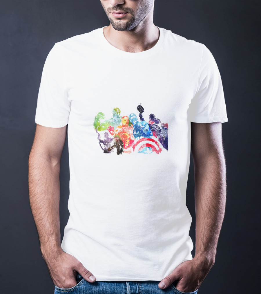 Avengers Watercolor Hulk Iron Man Thor Captain America Black Widow Hawkeye T-Shirt