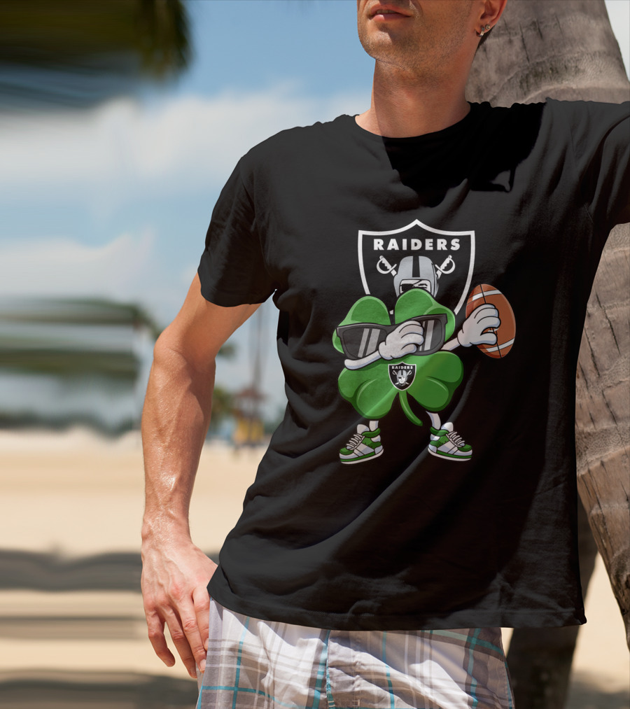 Raiders Shamrock Dabbing St. Patrick's Day Football Manter T-Shirt