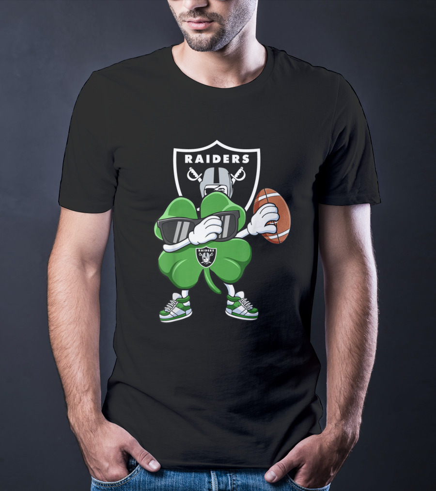 Raiders Shamrock Dabbing St. Patrick's Day Football Manter T-Shirt