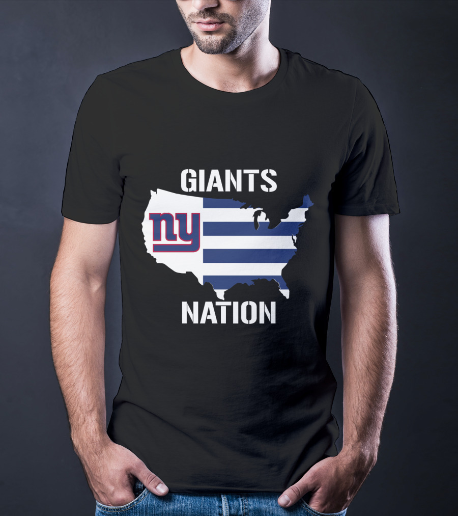 NY Giants Nation USA Map Stripes T-Shirt