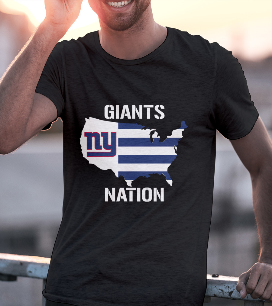 NY Giants Nation USA Map Stripes T-Shirt