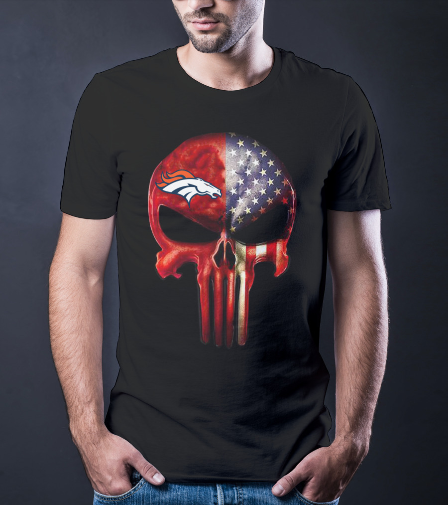 Denver Broncos USA Punisher Skull T-Shirt