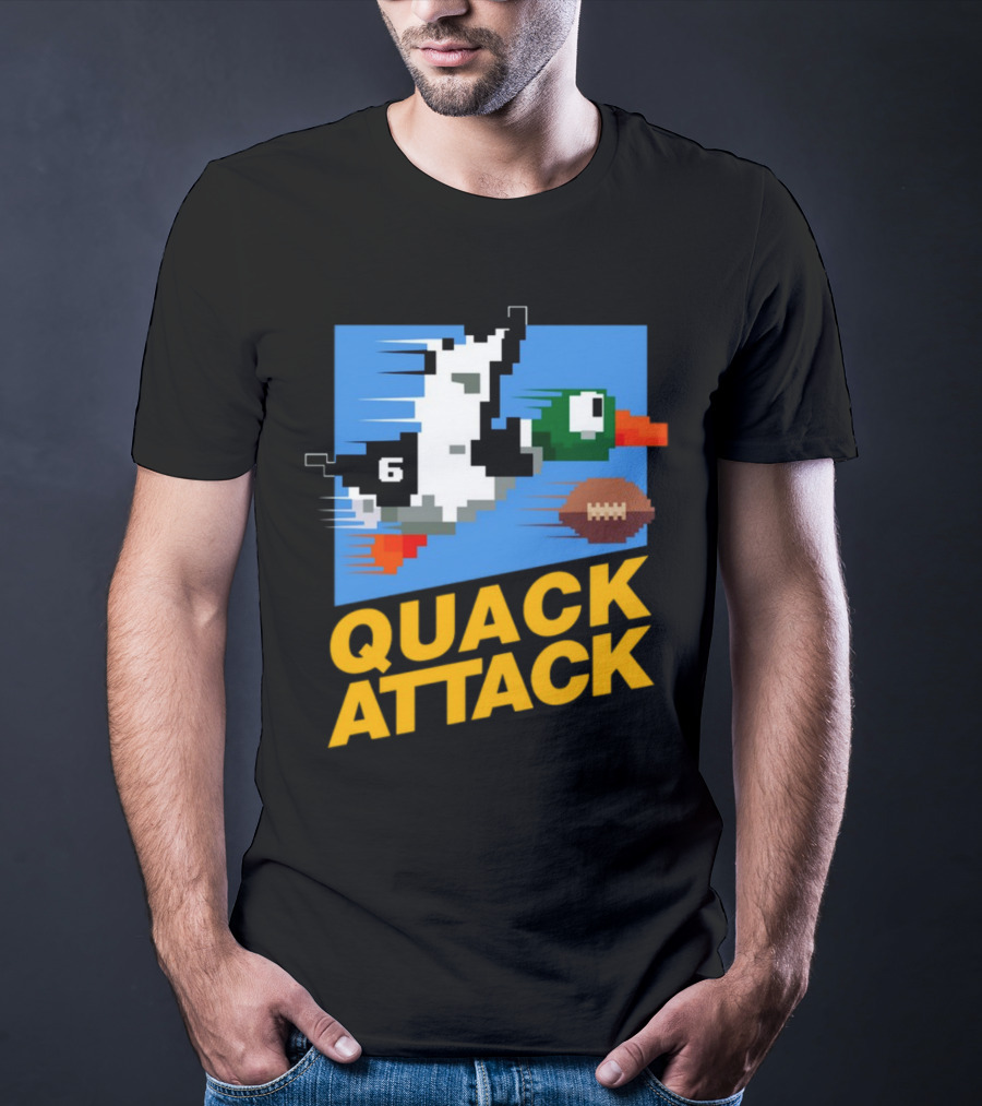 Quack Attack Pixel Duck Football Retro Gaming T-Shirt