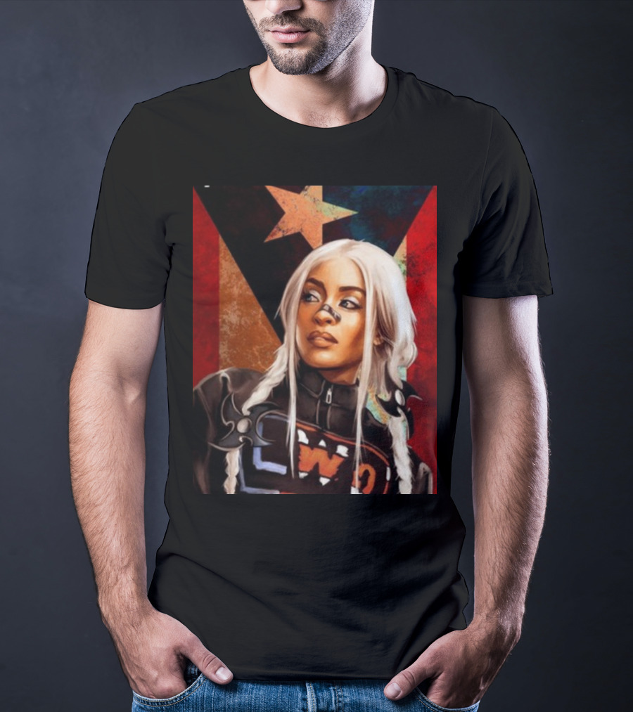 LWO Zelina Vega Fear La Chancla Puerto Rican Flag Background T-Shirt