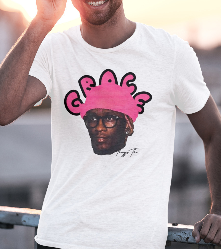 Thuggin Thuggin Grace Pink Beanie Glasses T-Shirt