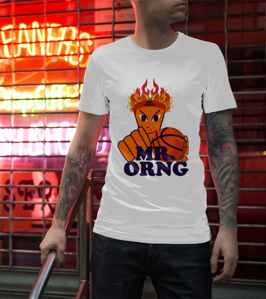 MR ORNG Basketball Flame Fist Character T-Shirt