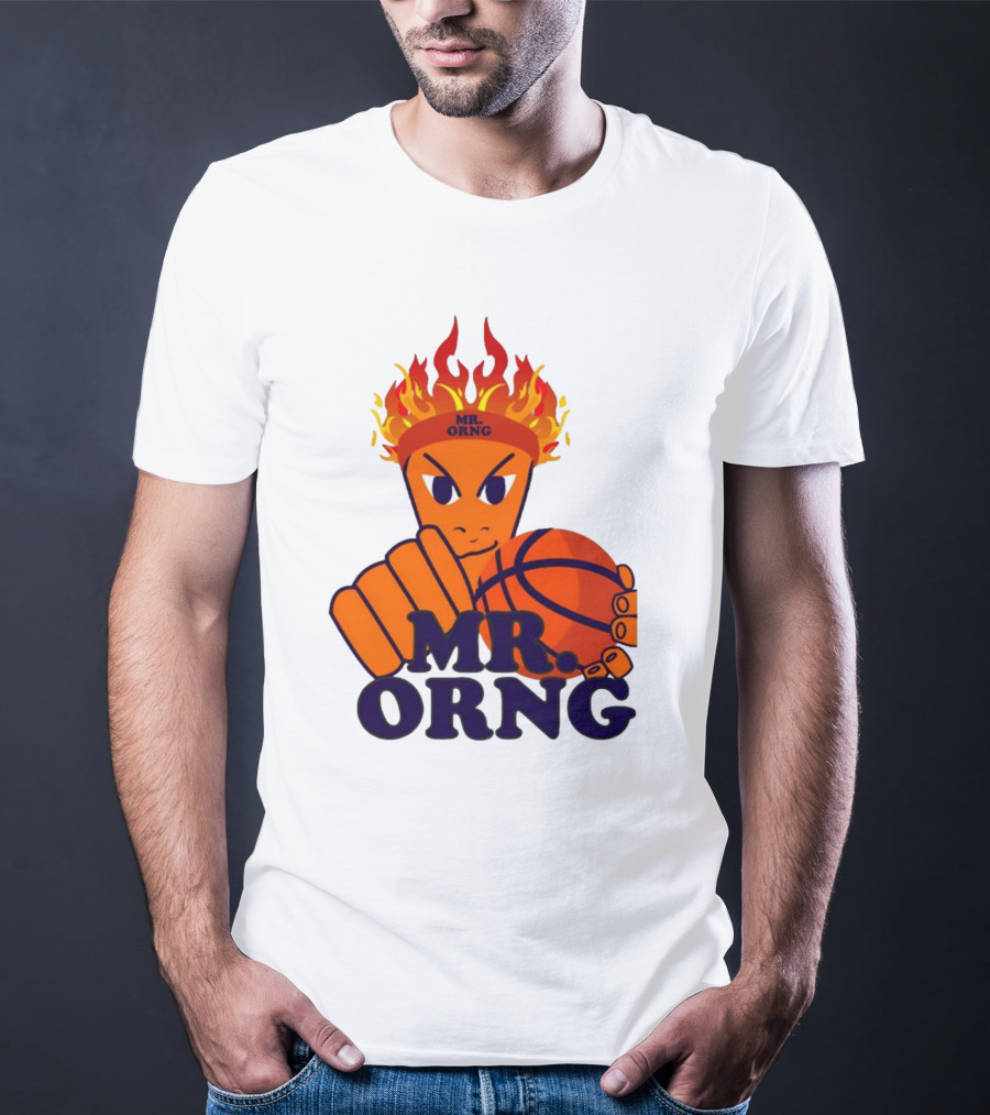MR ORNG Basketball Flame Fist Character T-Shirt