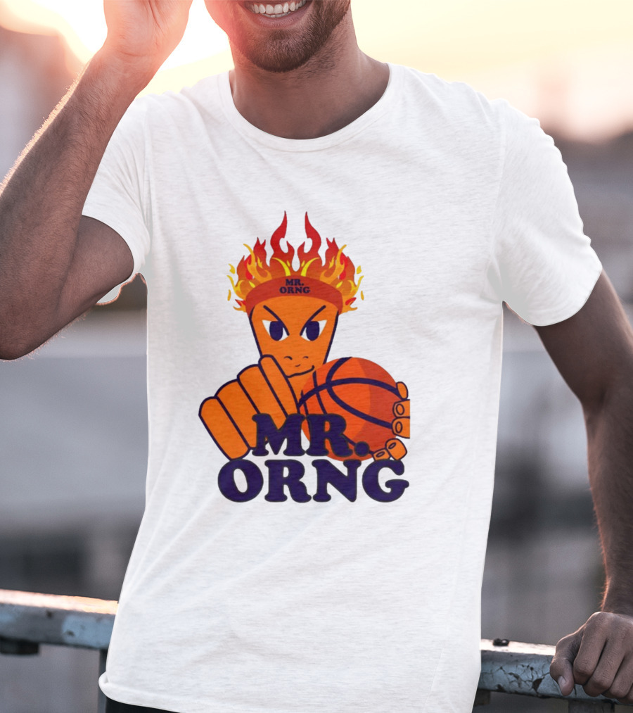 MR ORNG Basketball Flame Fist Character T-Shirt