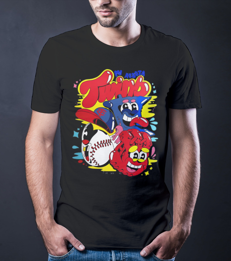 Minnesota Twins Cartoon Characters Baseball Art Evan Weselmann T-Shirt