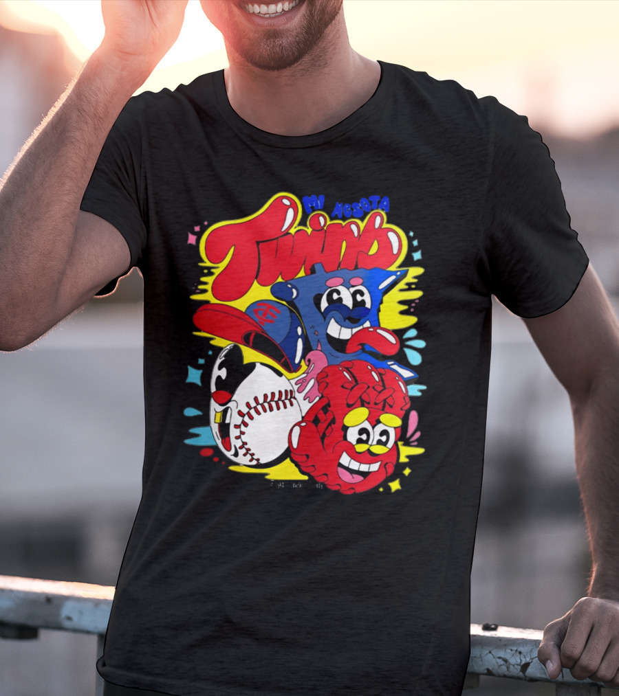 Minnesota Twins Cartoon Characters Baseball Art Evan Weselmann T-Shirt