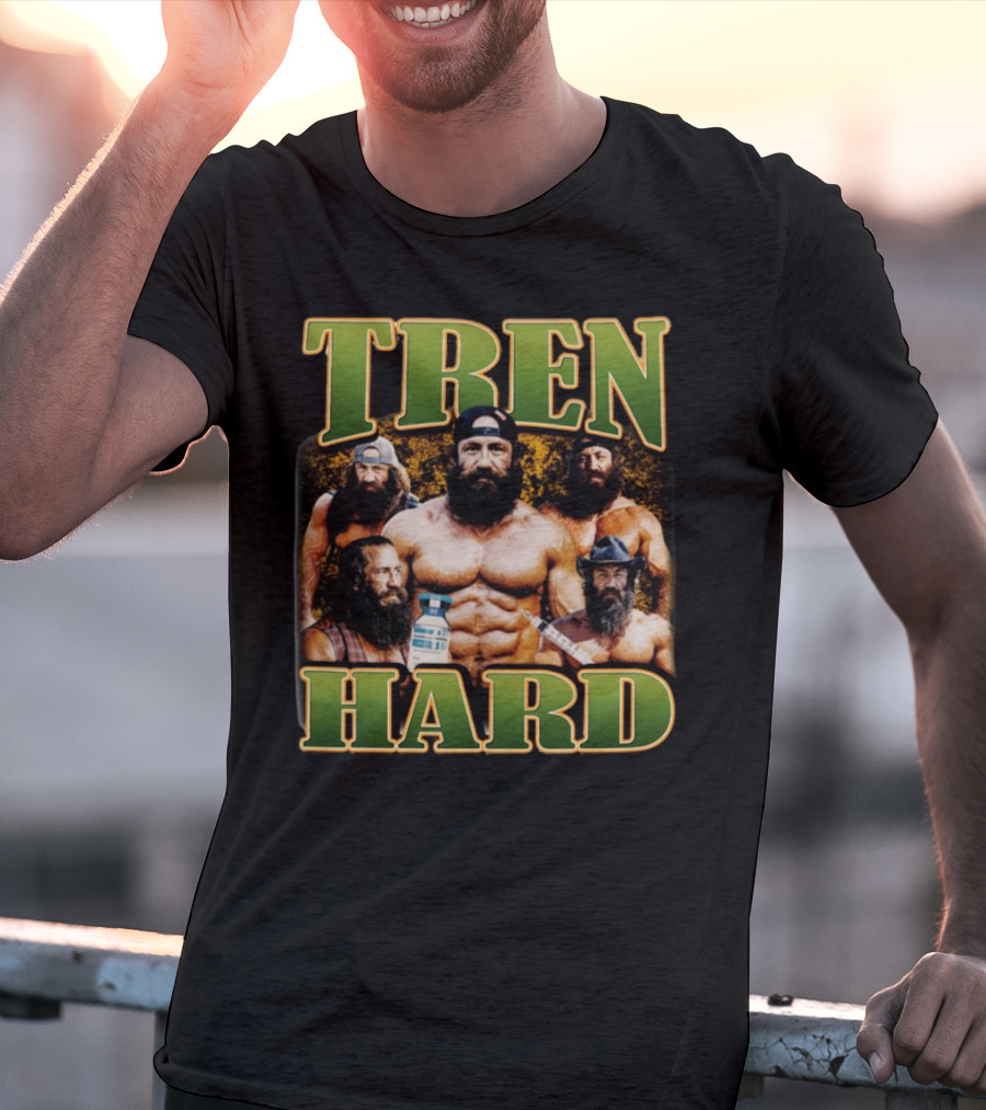 TREN HARD Bodybuilding Bearded Muscular Men With Medicine Bottle T-Shirt