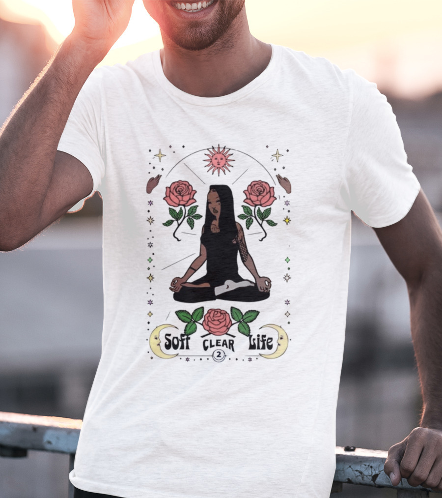 Summer Walker Soft Clear Life Yoga Meditation Roses Moon Sun T-Shirt
