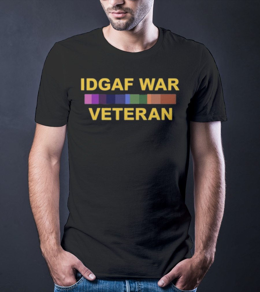 IDGAF War Veteran Color Bars T-Shirt