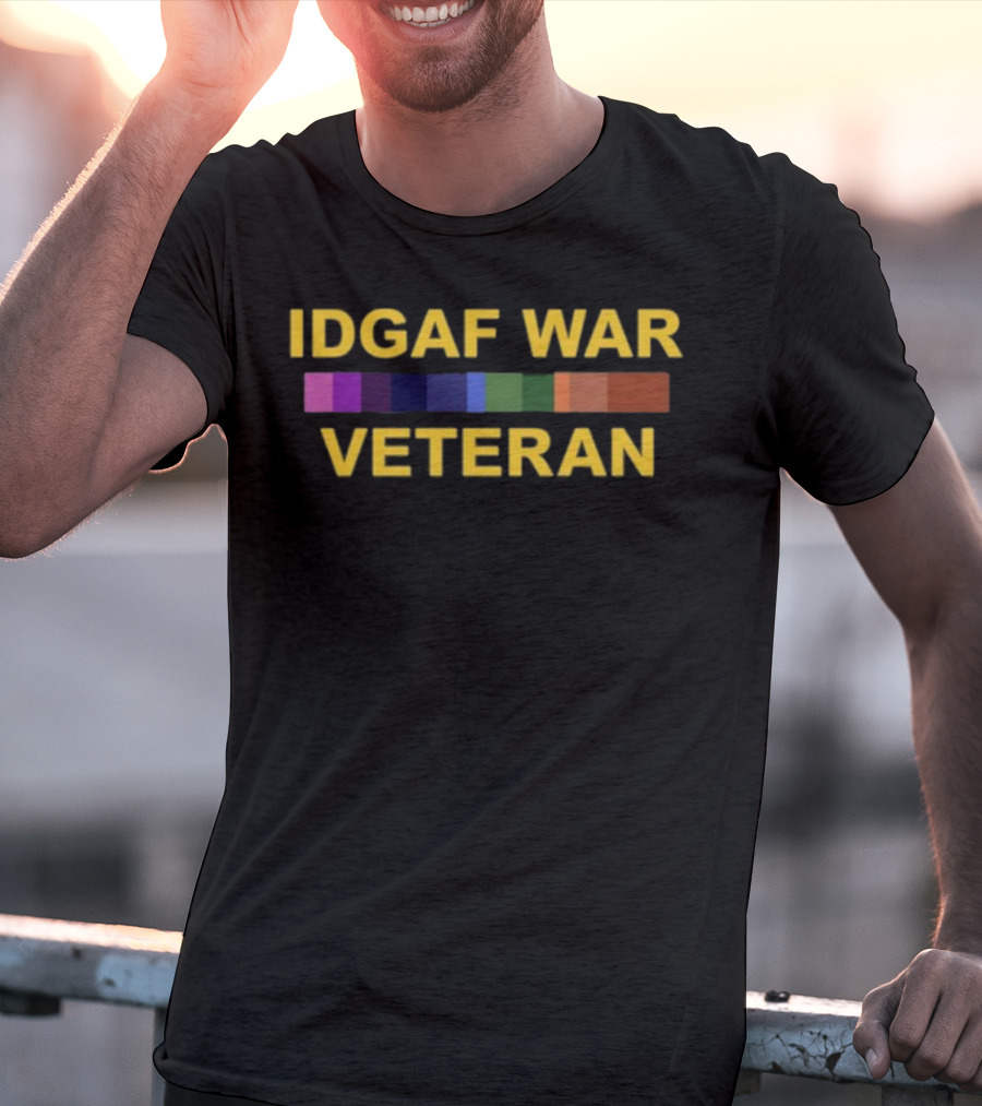 IDGAF War Veteran Color Bars T-Shirt