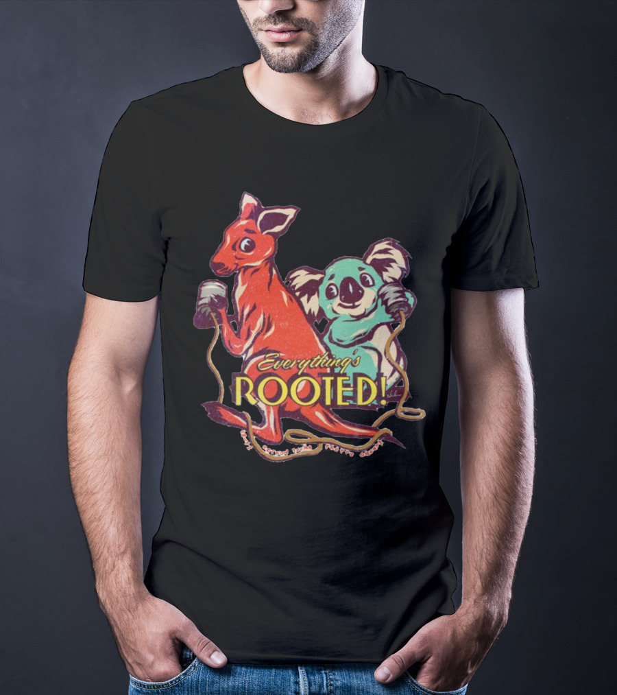 Everything's Rooted Kangaroo And Koala Play With Cords T-Shirt