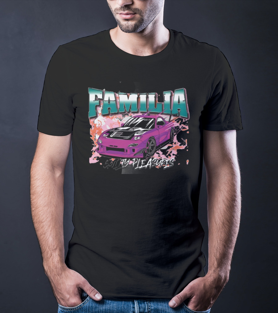 FAMILIA Guilty Pleasures Tryguys Car Explosion T-Shirt