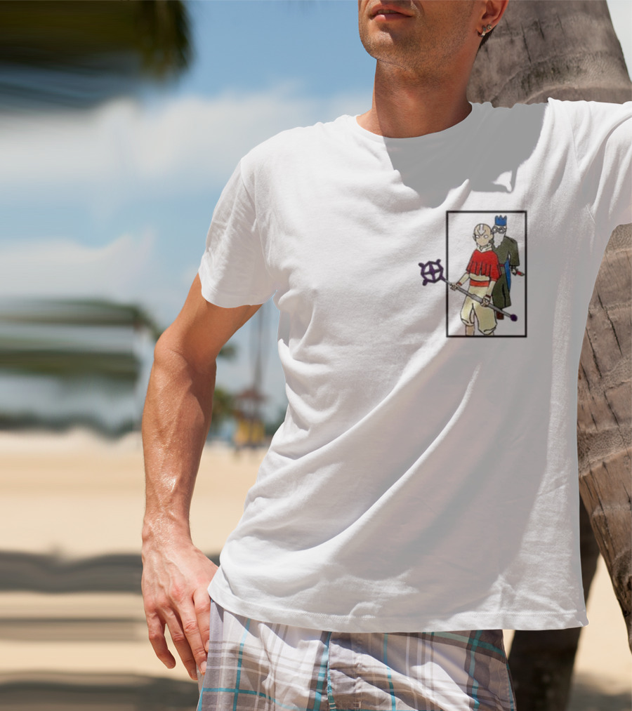 Avatar Aang And Wise Old Man With King Hat And Purple Staff T-Shirt