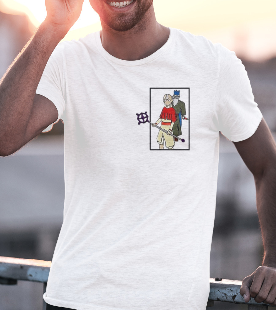 Avatar Aang And Wise Old Man With King Hat And Purple Staff T-Shirt
