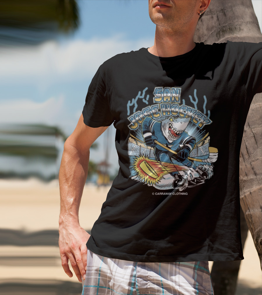 SAN JOSE HOCKEY SHARK ICE ACTION CARAWAY CLOTHING T-Shirt