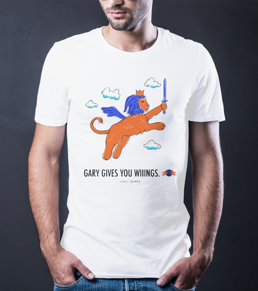 Gary Gives You Wings Flying Lion Sword Clouds Cincy T-Shirt