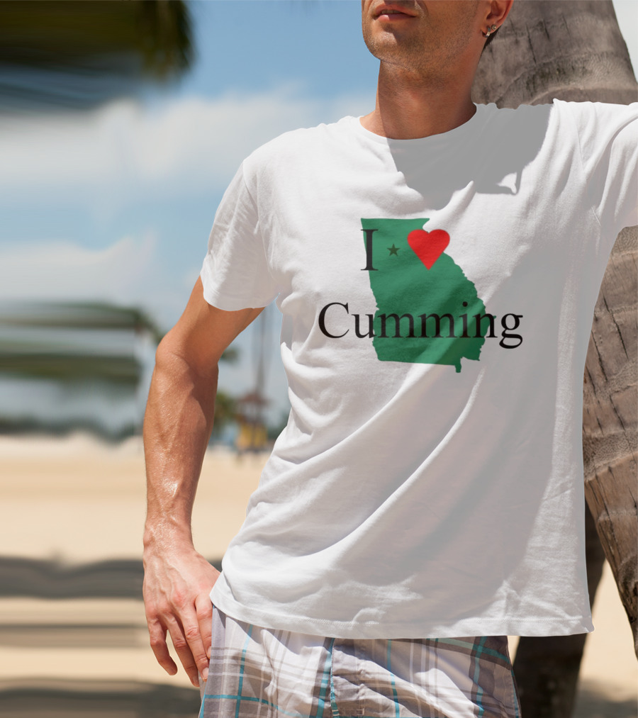 I Love Cumming Georgia Map With Heart And Star T-Shirt