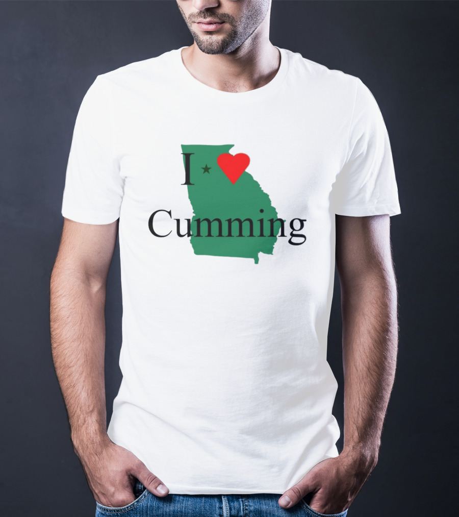 I Love Cumming Georgia Map With Heart And Star T-Shirt