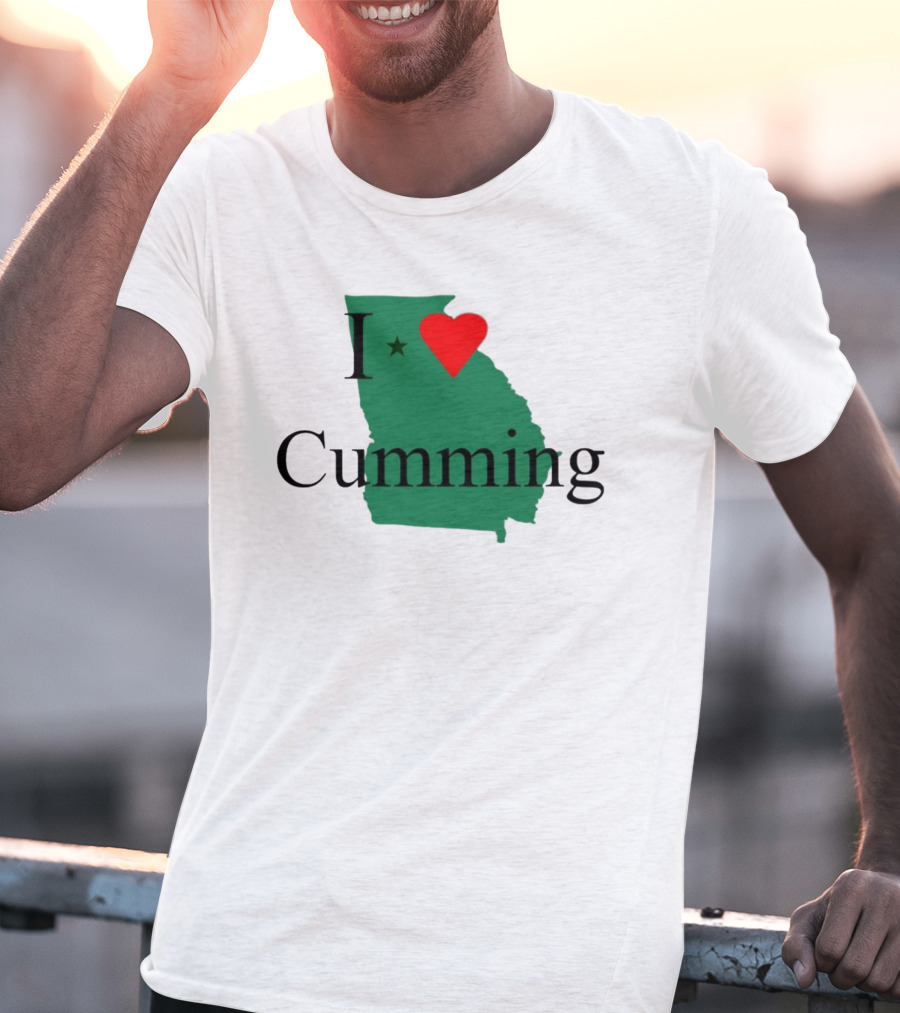 I Love Cumming Georgia Map With Heart And Star T-Shirt