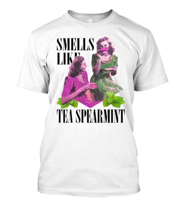 Smells Like Tea Spearmint Retro Women Green Pink Cups T-Shirt
