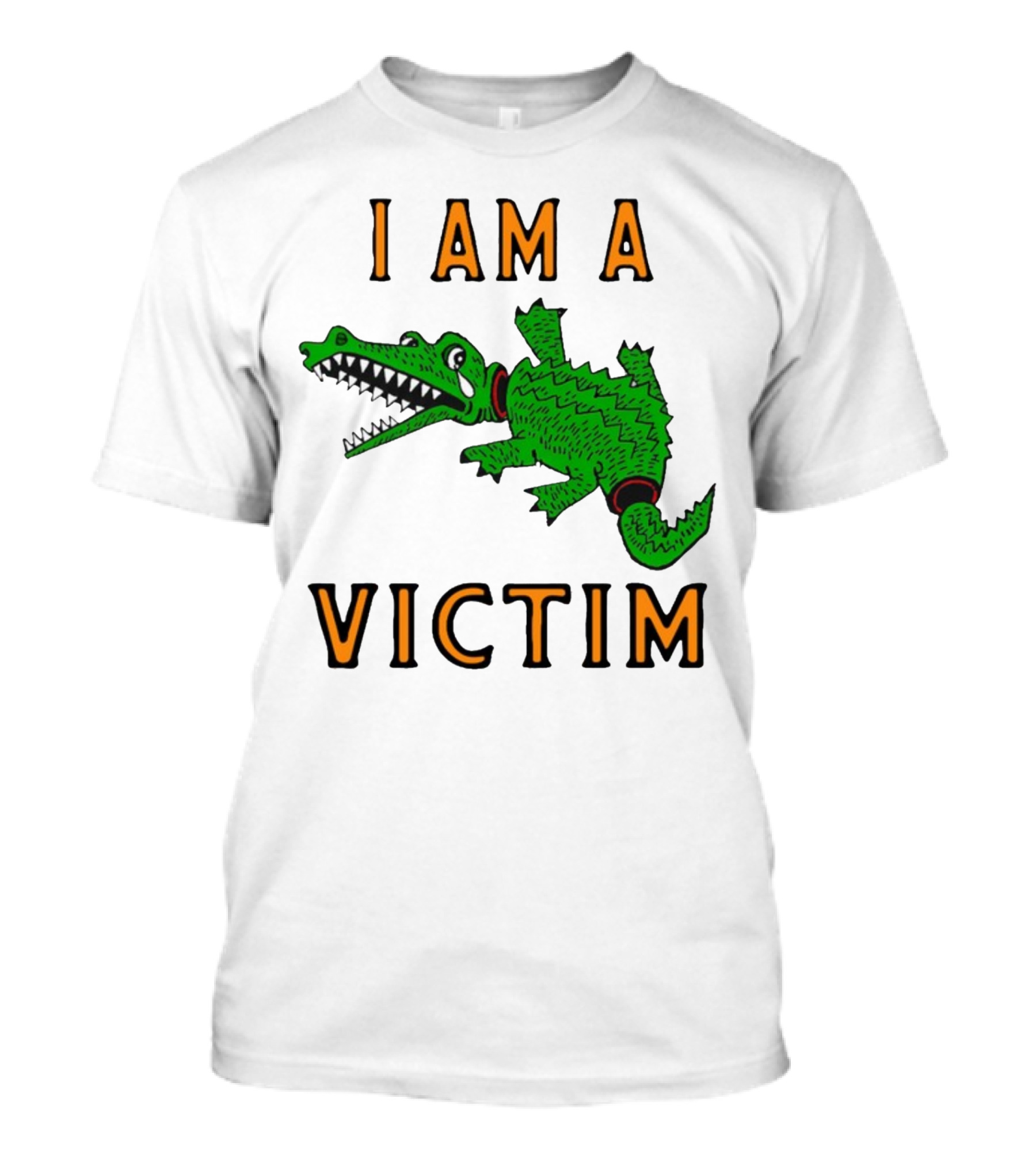 I Am A Victim Green Crocodile Cartoon T-Shirt