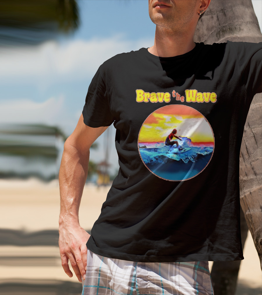 Brave The Wave Surfer At Sunset T-Shirt