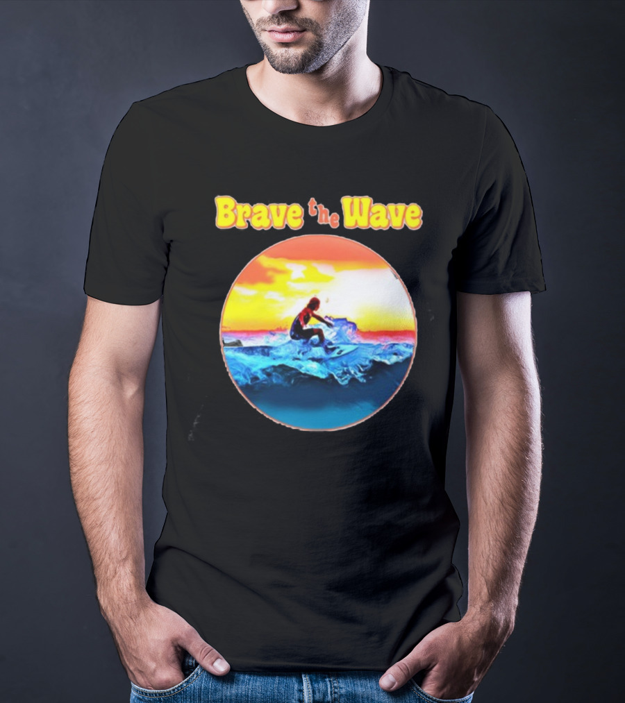 Brave The Wave Surfer At Sunset T-Shirt