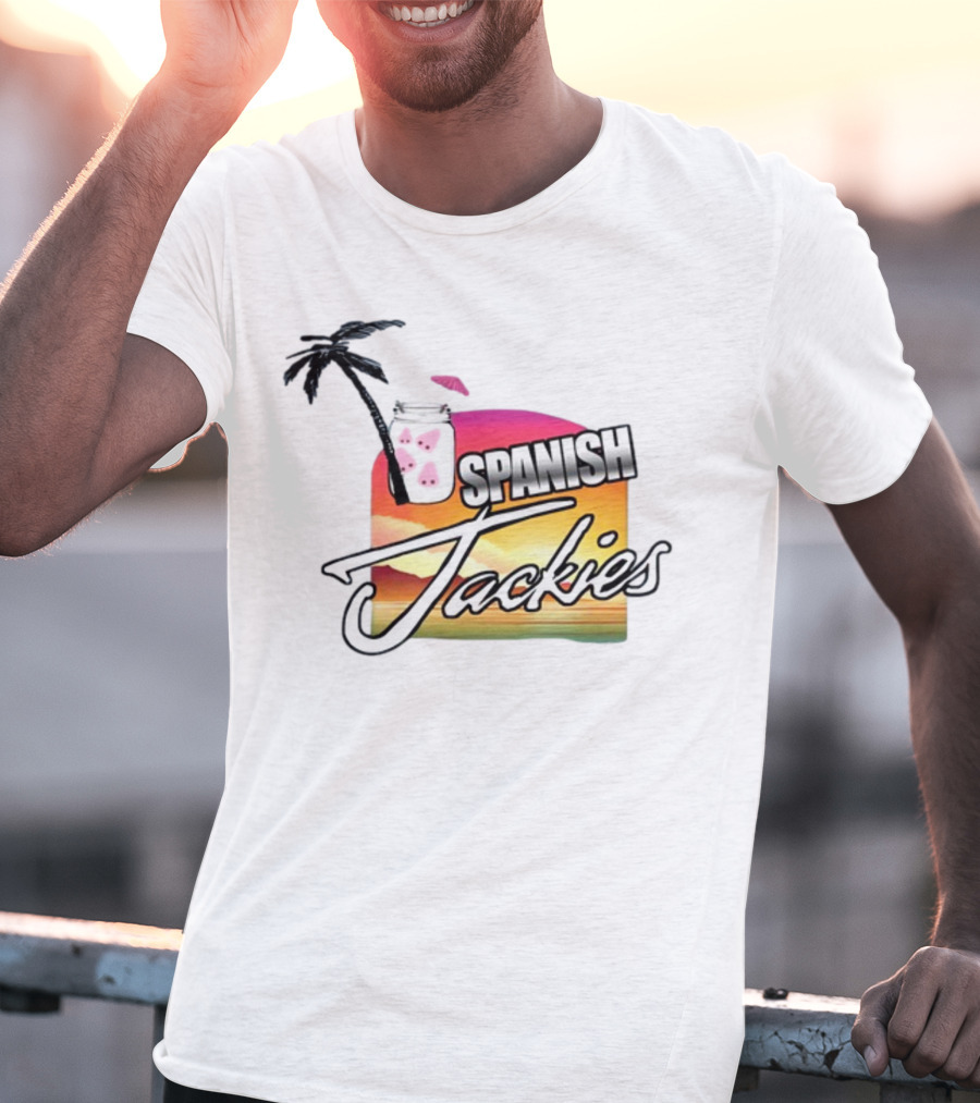 Spanish Jackies Sunset Palm Tree Drink T-Shirt