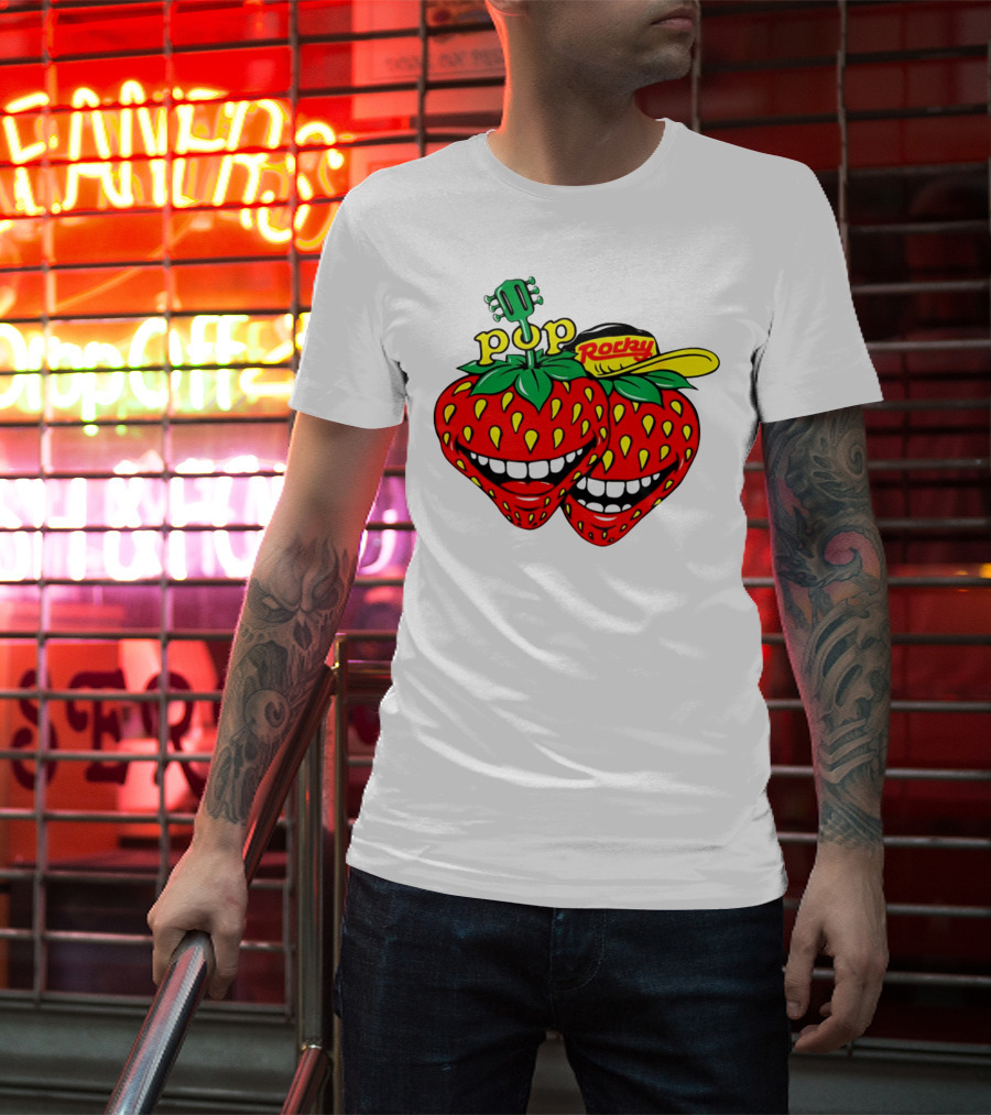 Pop Rocky Strawberry Guitar Grin T-Shirt