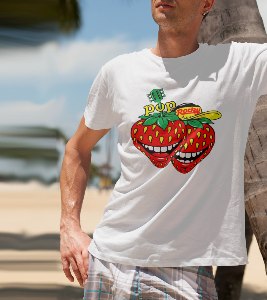 Pop Rocky Strawberry Guitar Grin T-Shirt