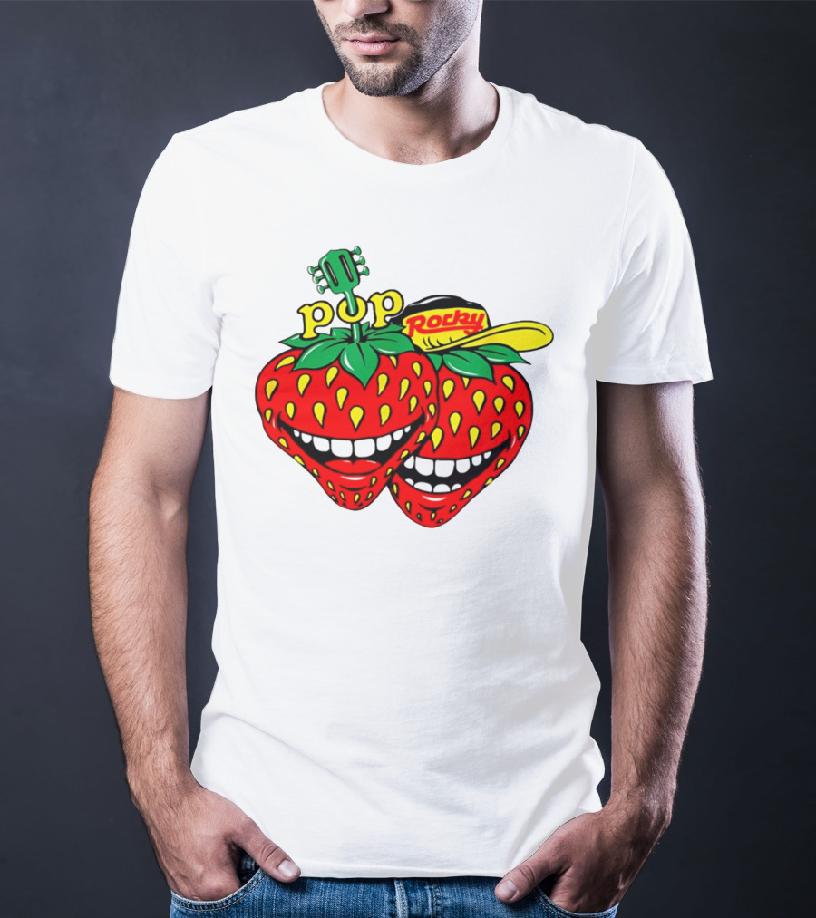 Pop Rocky Strawberry Guitar Grin T-Shirt