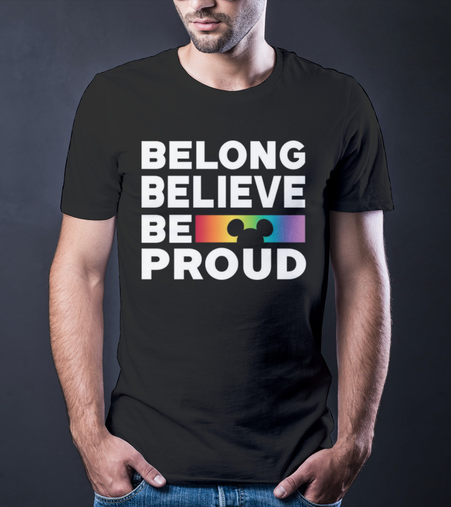 Belong Believe Be Proud Rainbow Mickey T-Shirt