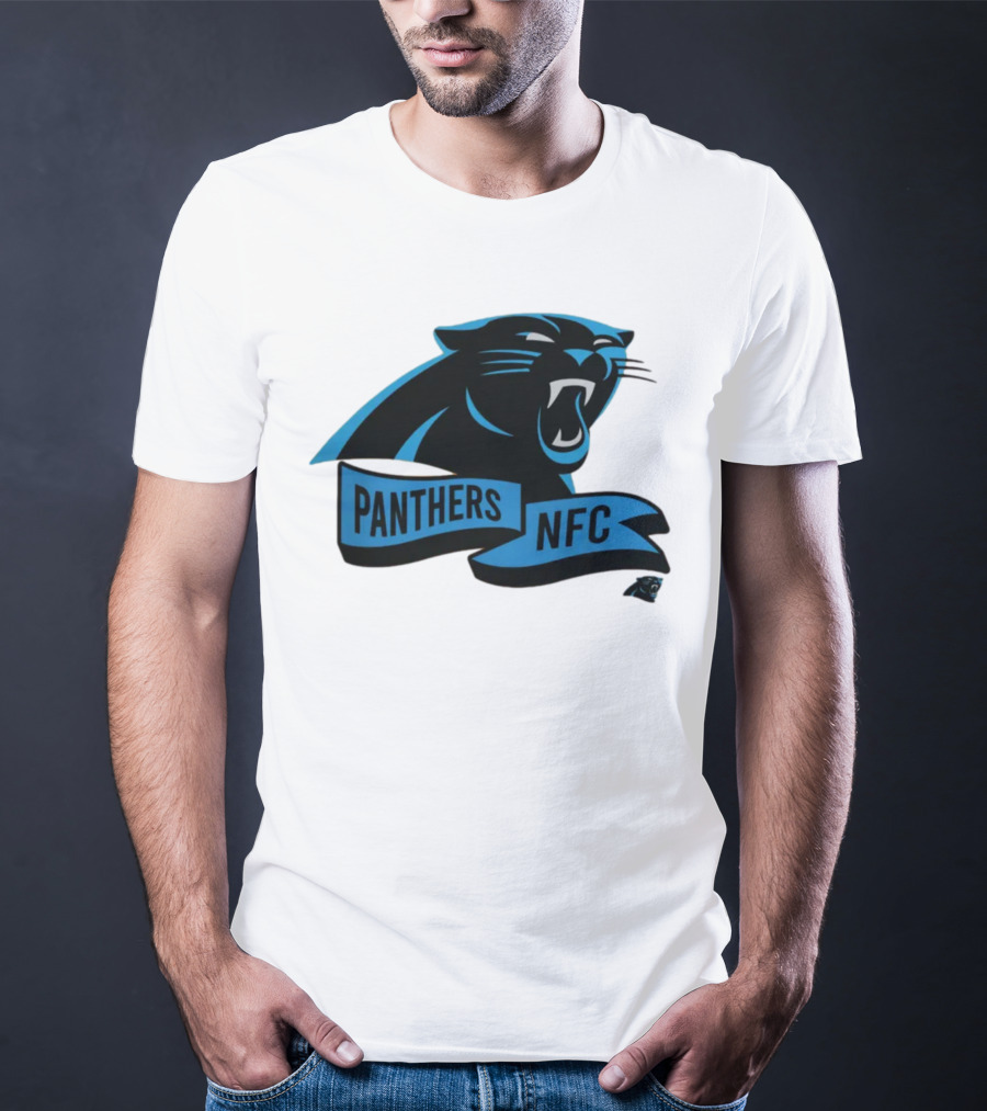Men's Carolina Panthers New Era Cream Sideline Chrome Logo Panthers NFC T-Shirt