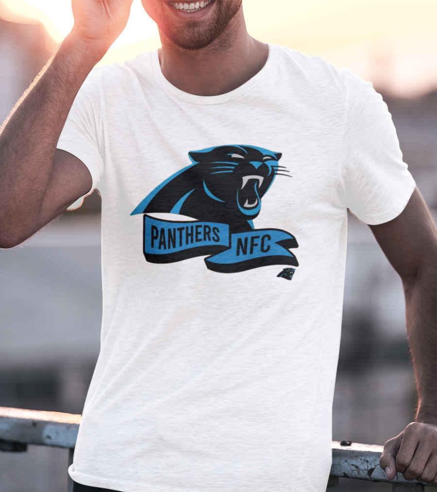 Men's Carolina Panthers New Era Cream Sideline Chrome Logo Panthers NFC T-Shirt
