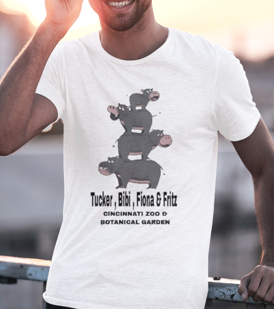 Tucker Bibi Fiona And Fritz Hippos Cincinnati Zoo Botanical Garden Stack T-Shirt