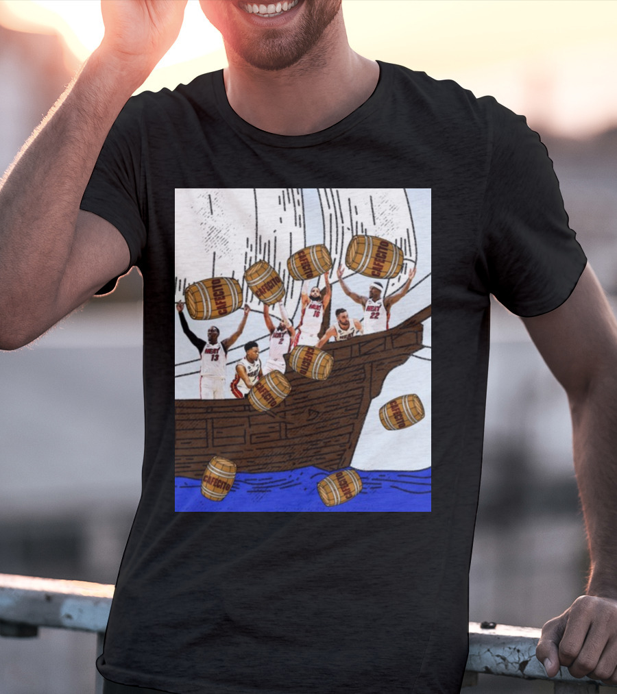 Miami Heat Cafecito Party Ship Adventure Before Flight To Denver T-Shirt