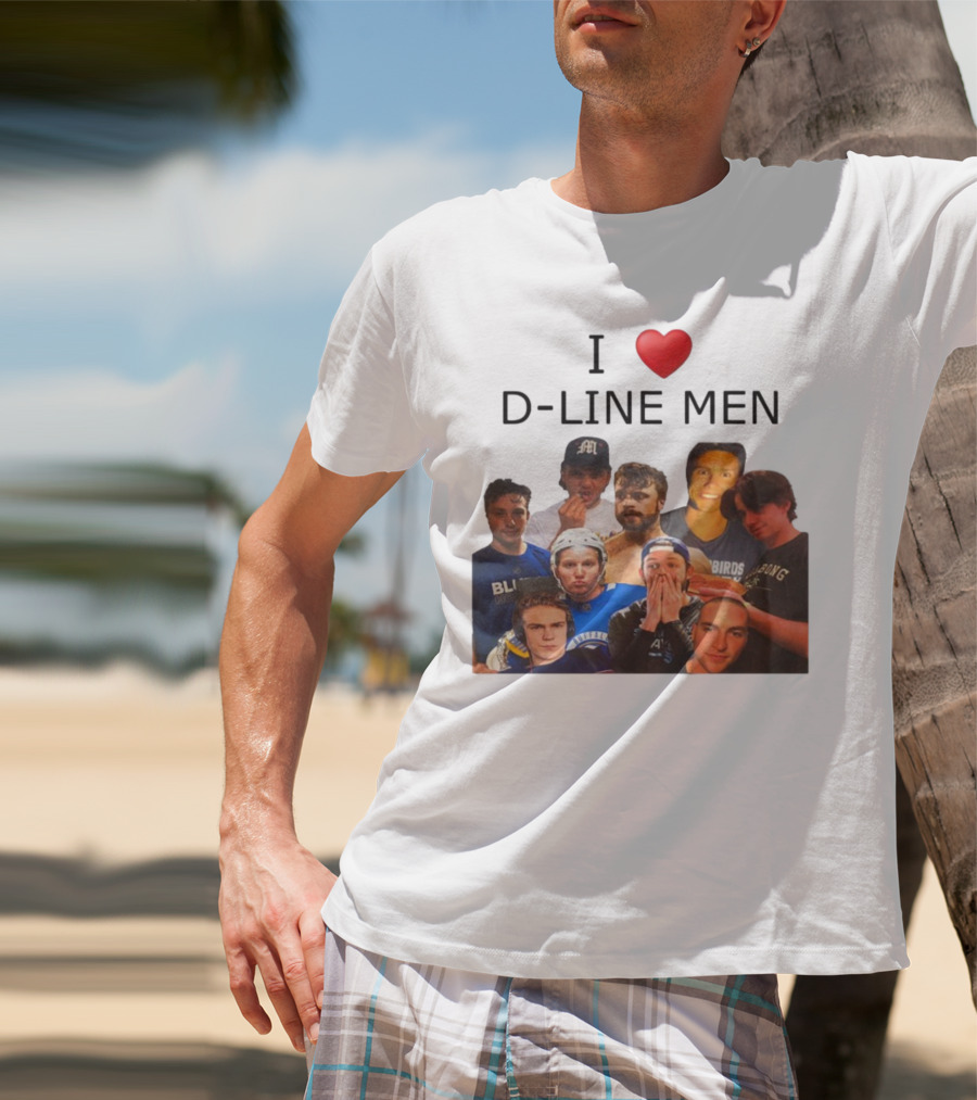 I ❤️ D-Line Men Blues Birds Sports Team Players T-Shirt
