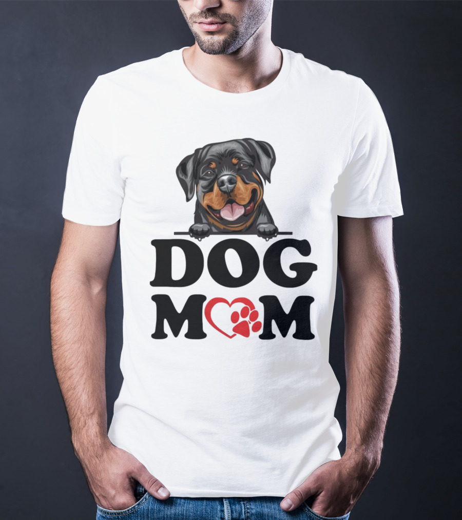 Rottweiler Dog Mom Heart Paw Design For Rottweiler Stickers Enthusiasts T-Shirt