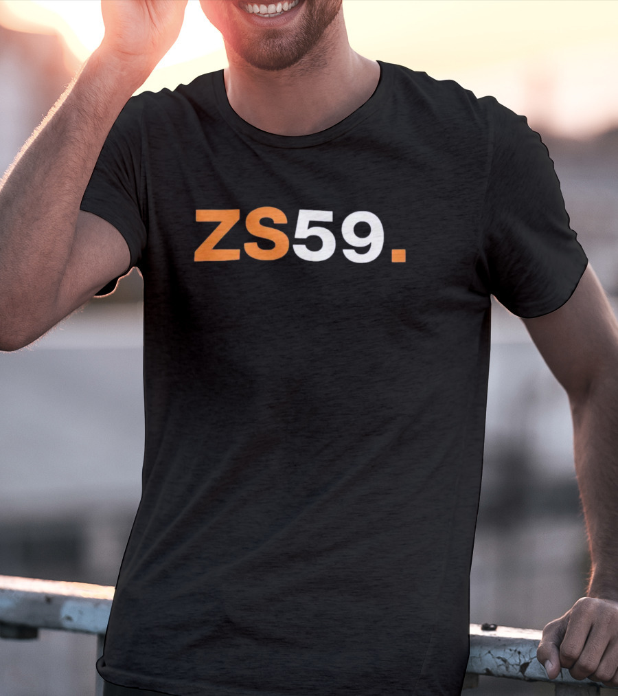 ZS59 Black And Orange Block Text T-Shirt