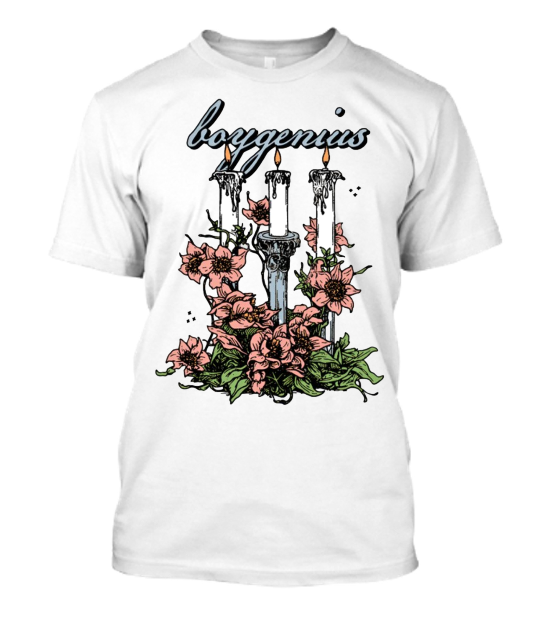 Boygenius Three Candles With Flowers T-Shirt