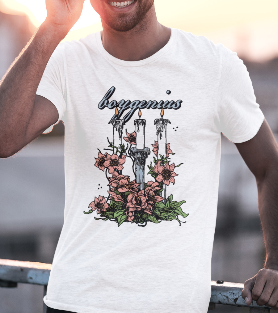 Boygenius Three Candles With Flowers T-Shirt