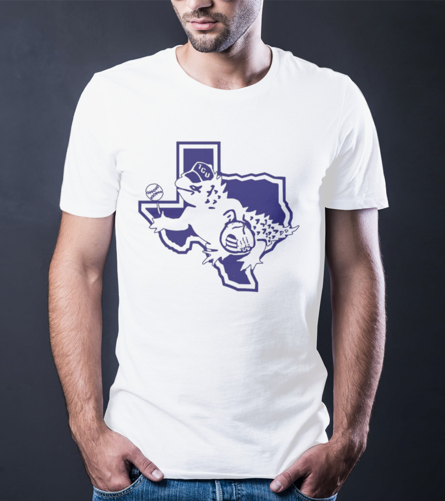 Sickos Committee Texas TCU Horned Frog Mascot Basketball And Football Texas Outline T-Shirt