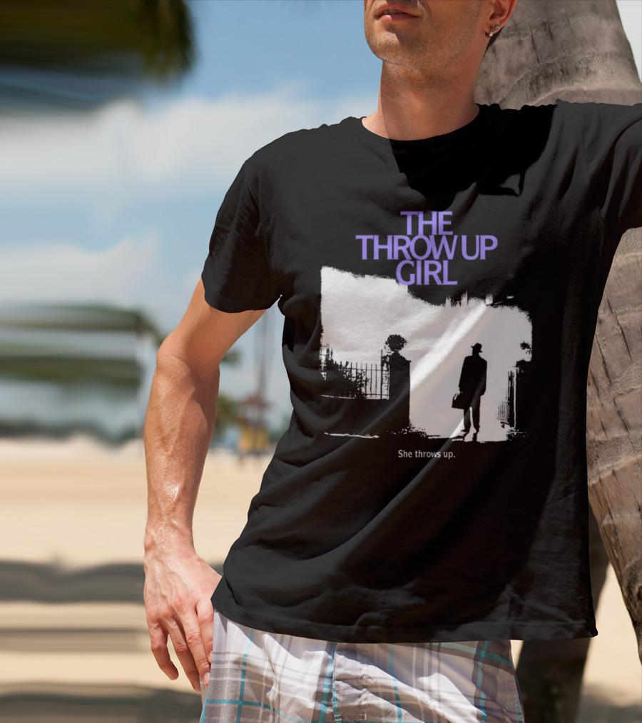 The Throw Up Girl She Throws Up Silhouette Against Gate Background T-Shirt