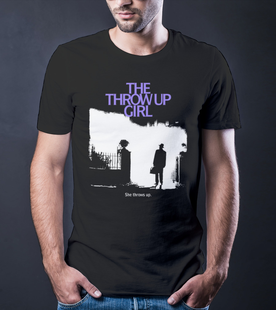 The Throw Up Girl She Throws Up Silhouette Against Gate Background T-Shirt